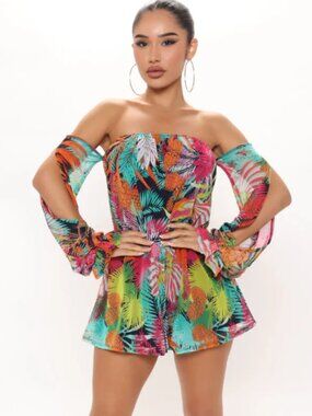 Fashion Nova Tropical Getaway Romper XL